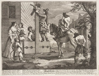 KG 14982
<br/>
Hudibras Triumphant uit de prentenserie Illustrations for Samuel Butler's 'Hudibras'
<br/>
<em>Hogarth, William (1697 - 1764)</em>